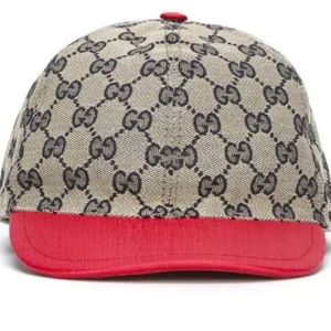 Gucci Navy GG cap with red brim